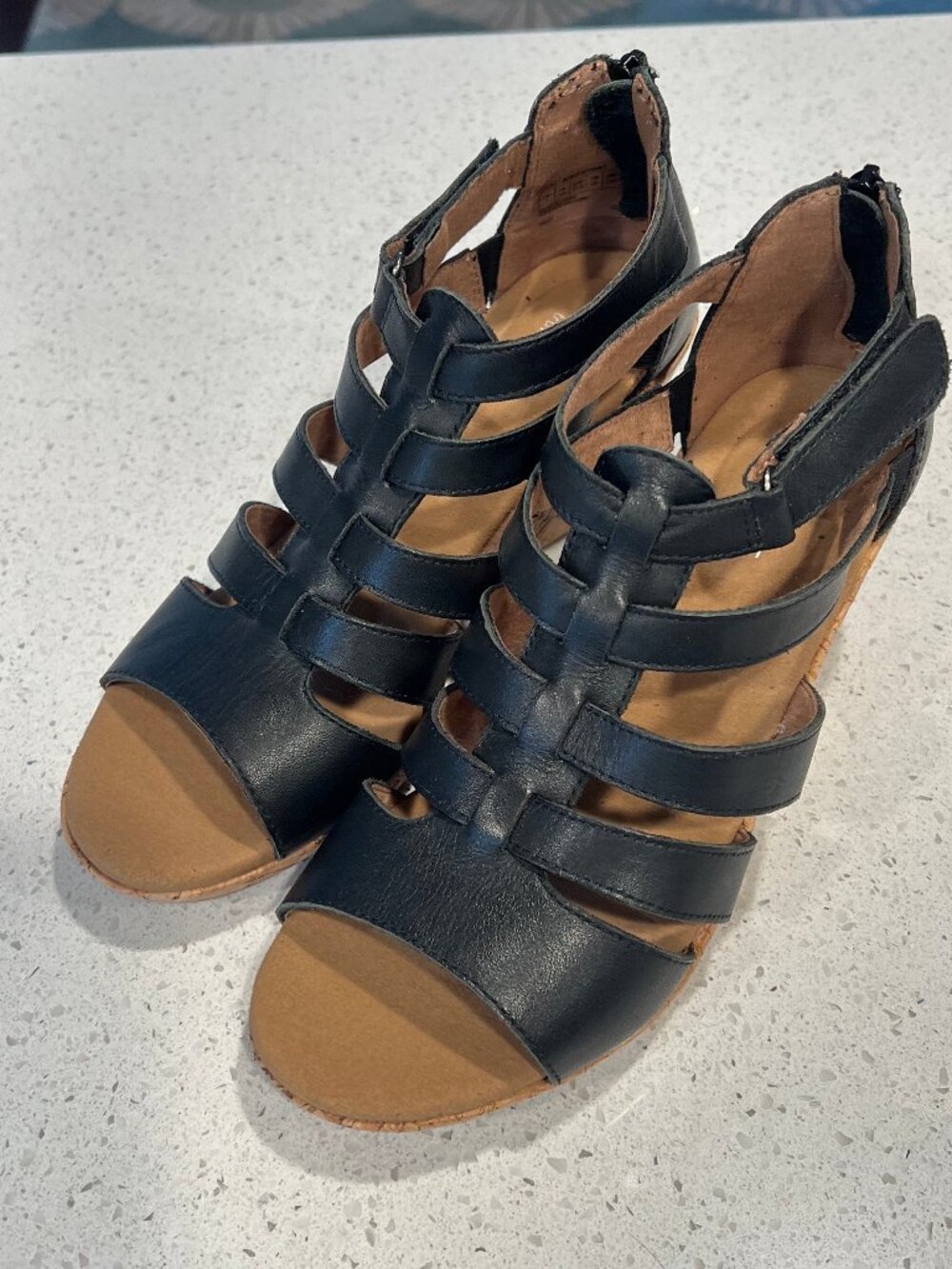 Rockport Briah Gladiator Wedge Sandal Black Size 7W